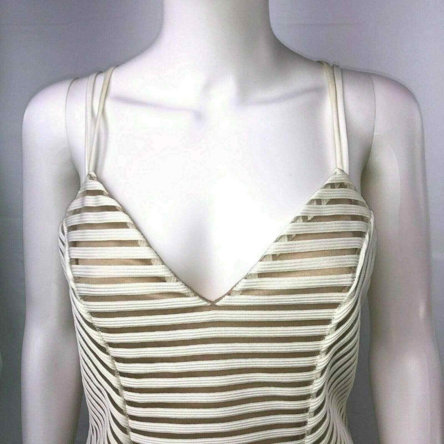 Charlotte Russe Large White Brown Bodysuit Swimsuit