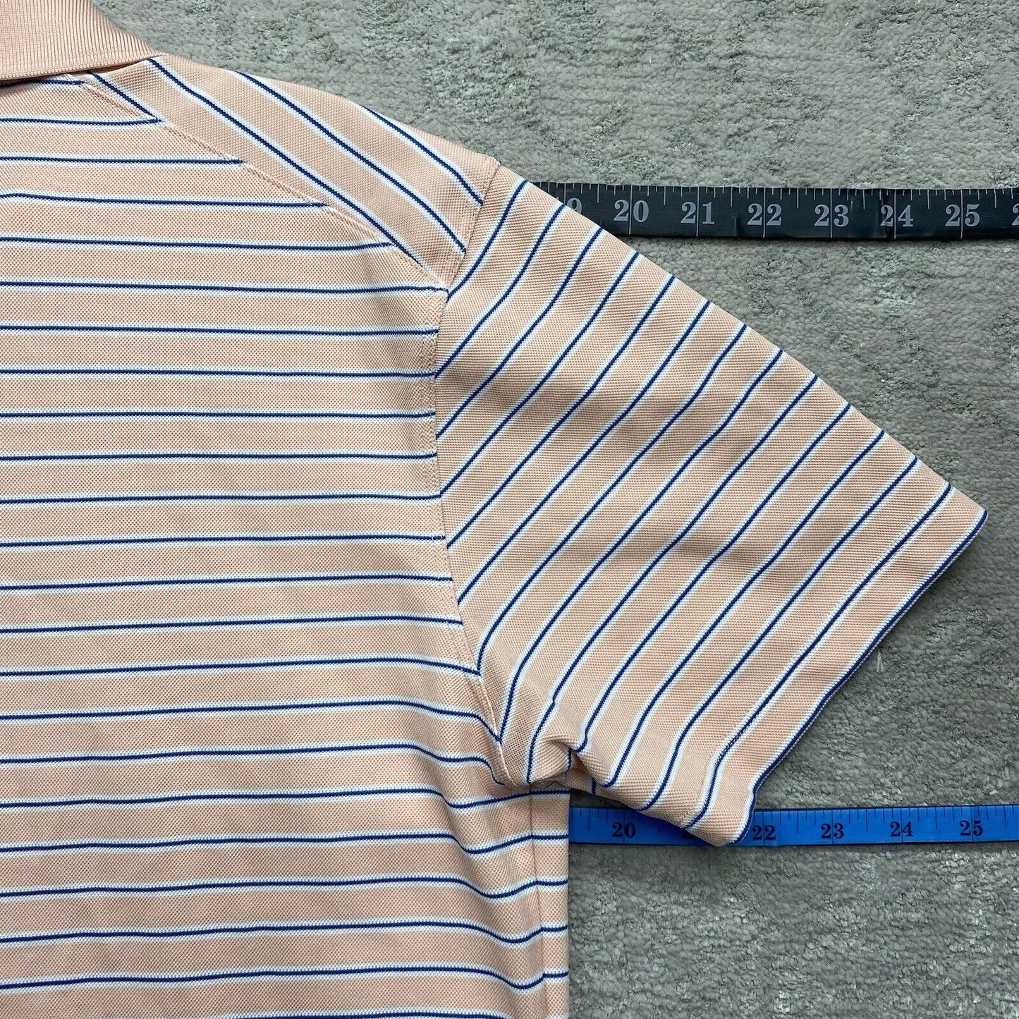 Nike Polo Shirt Mens Medium Pink Stripe Blue White Short Sleeve