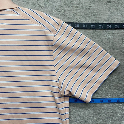 Nike Polo Shirt Mens Medium Pink Stripe Blue White Short Sleeve