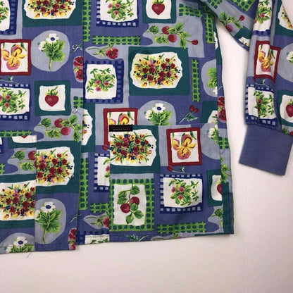 DAGACCI Women's XS Blue Floral V Neck Long Sleeve