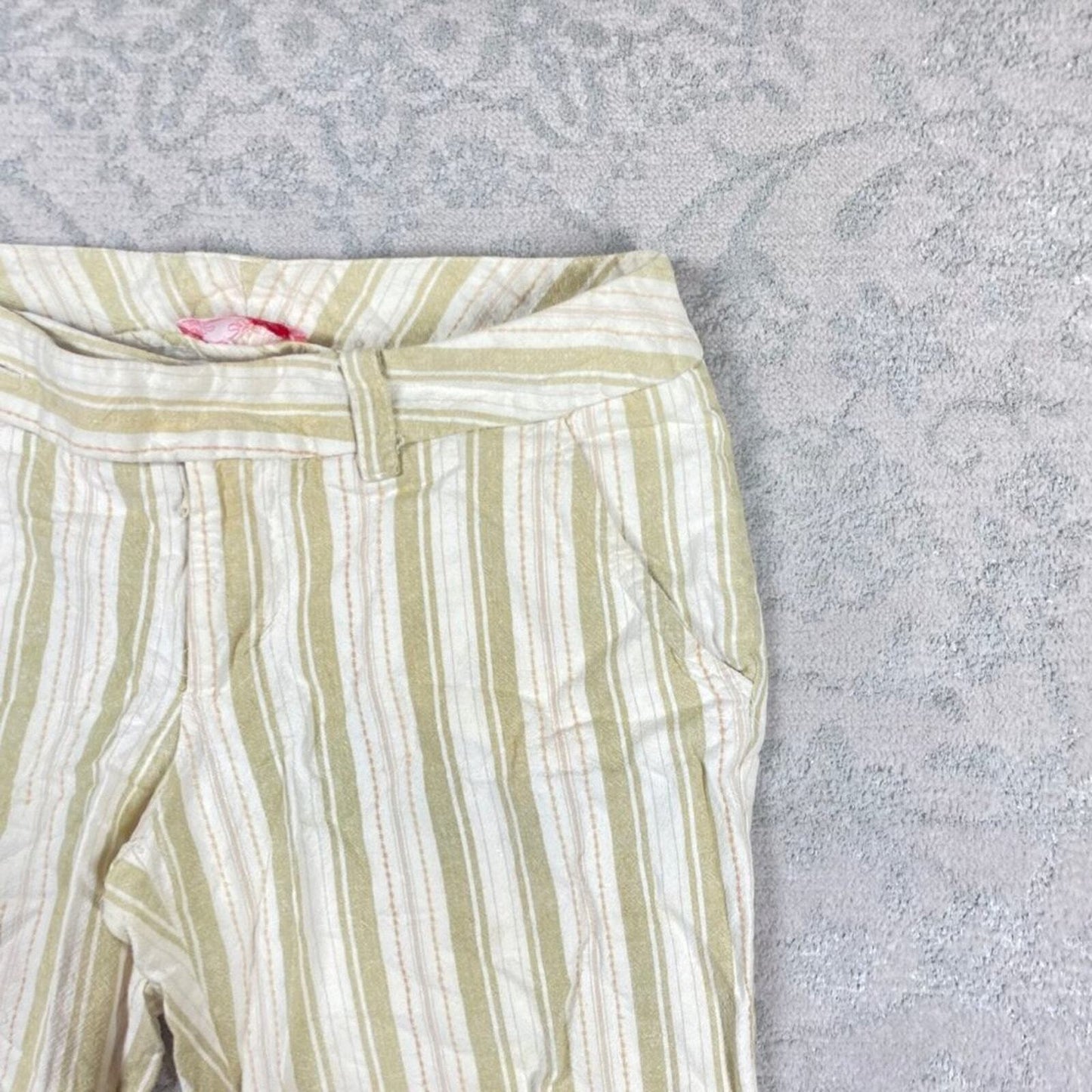 Lux Short Womens Beige Stripe Capri Waist 32