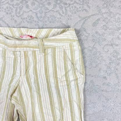 Lux Short Womens Beige Stripe Capri Waist 32