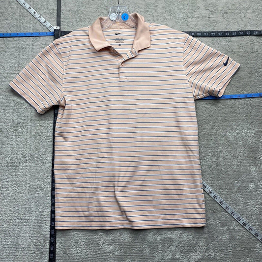Nike Polo Shirt Mens Medium Pink Stripe Blue White Short Sleeve