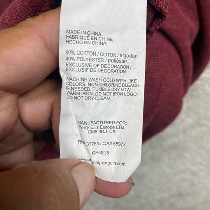 Penguin Polo Shirt Men's Extra Large Red Burgundy Short Sleeve