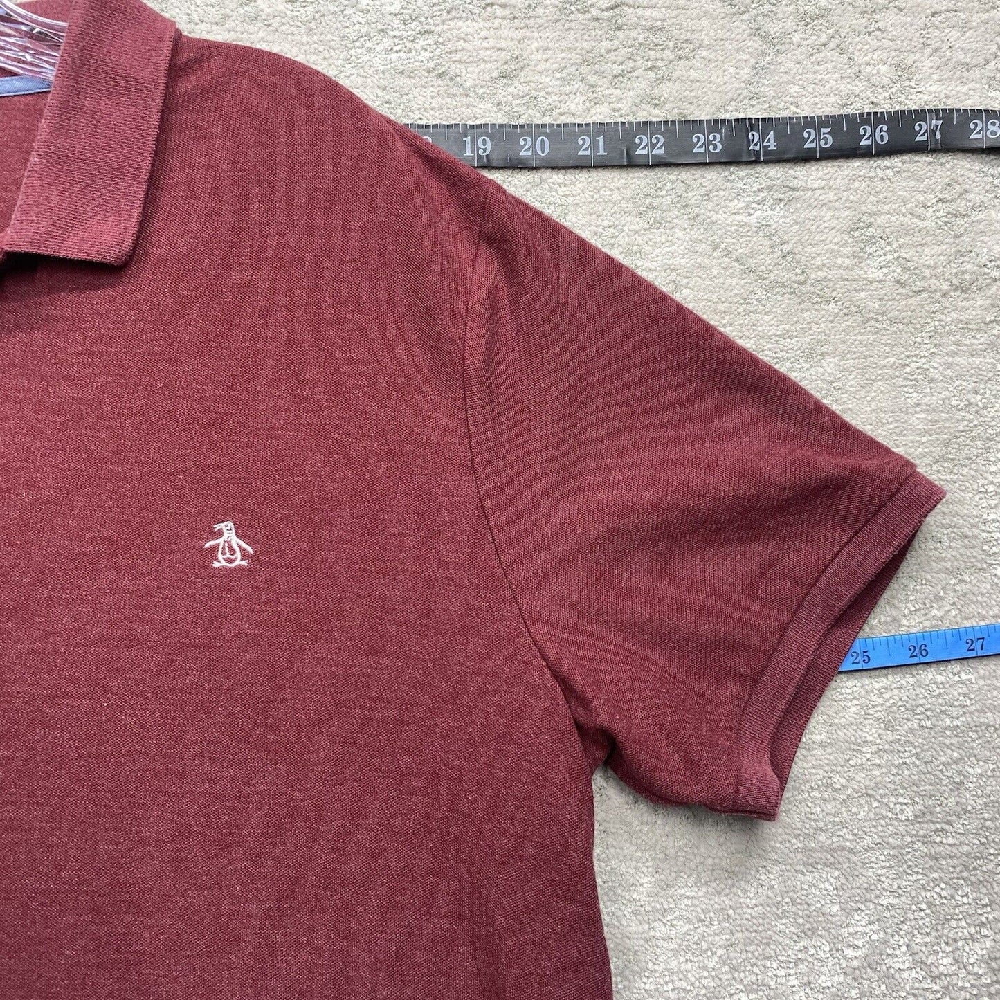 Penguin Polo Shirt Men's Extra Large Red Burgundy Short Sleeve