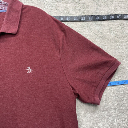 Penguin Polo Shirt Men's Extra Large Red Burgundy Short Sleeve