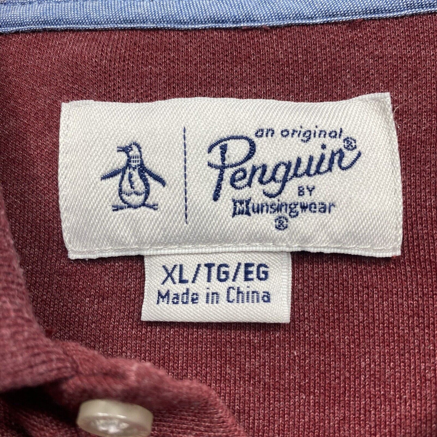 Penguin Polo Shirt Men's Extra Large Red Burgundy Short Sleeve