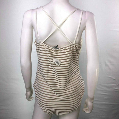 Charlotte Russe Large White Brown Bodysuit Swimsuit