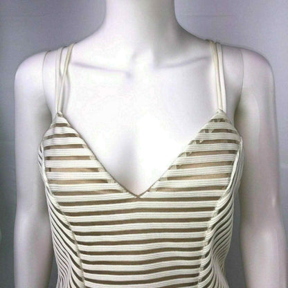 Charlotte Russe Large White Brown Bodysuit Swimsuit