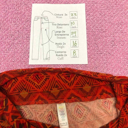 Lularoe One Size Red Graphic Leggings Pants