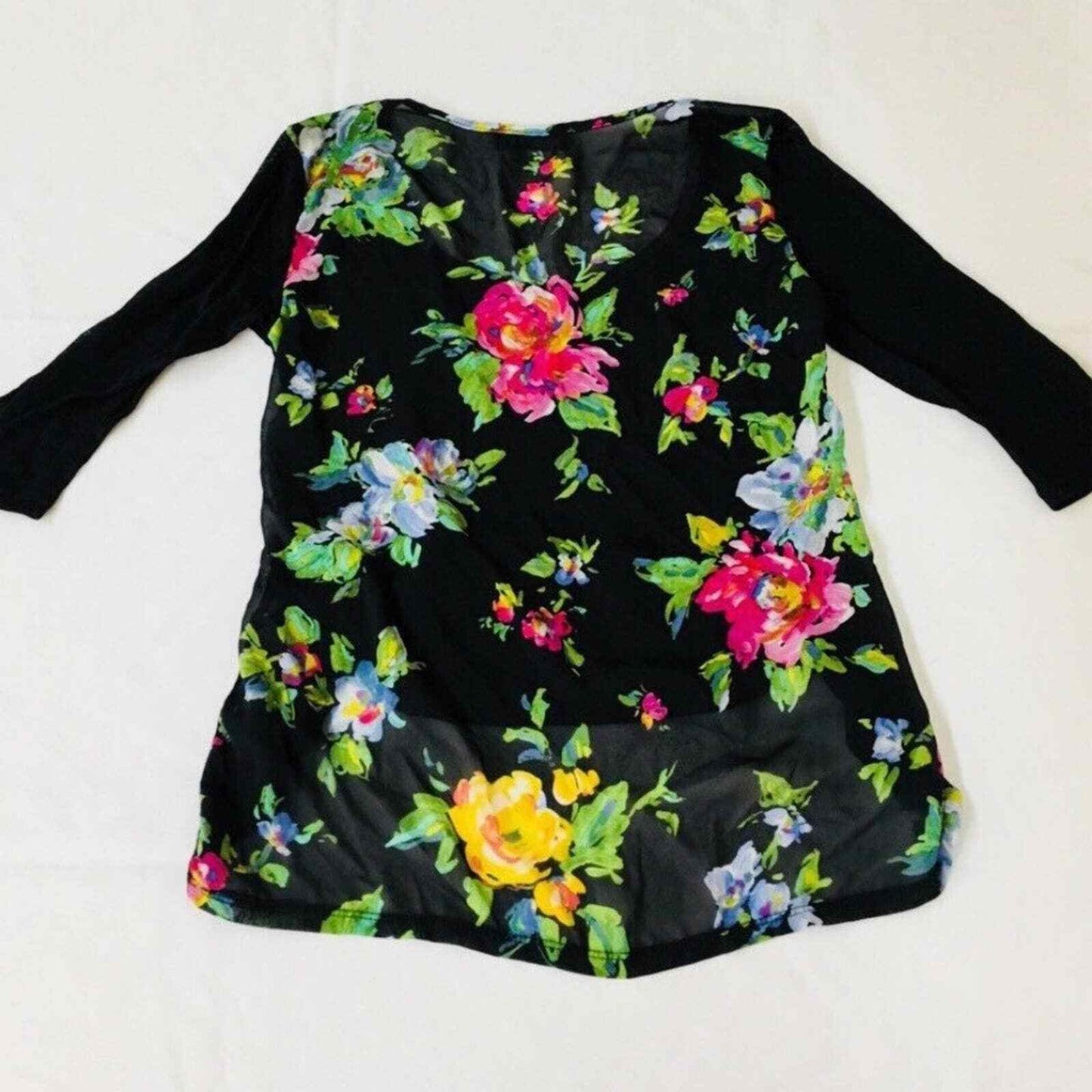 Love Live Loved Women's Size S Floral Black Blouse