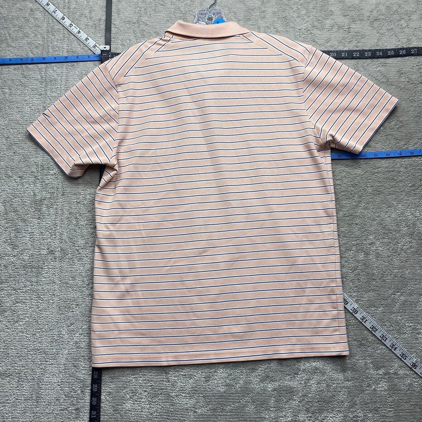Nike Polo Shirt Mens Medium Pink Stripe Blue White Short Sleeve