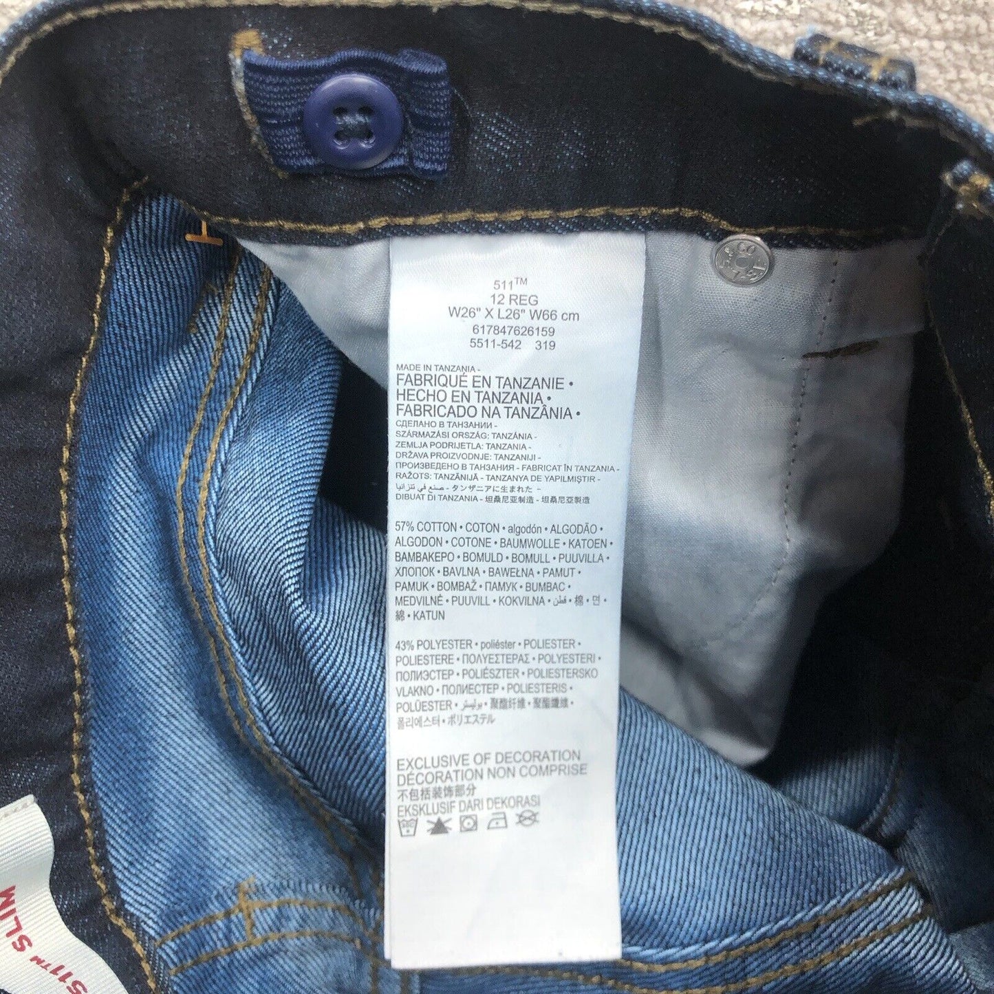 levi's 511 Jeans Men's Size 26x26 Blue Demin Slim Straight