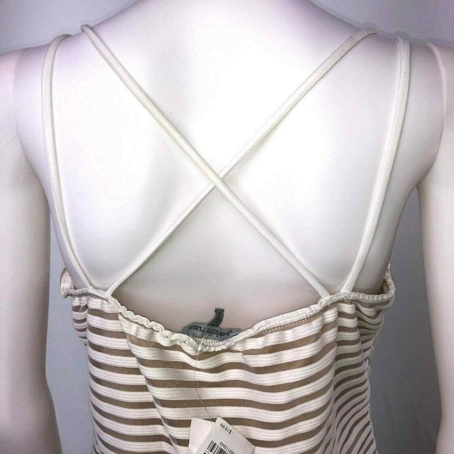 Charlotte Russe Large White Brown Bodysuit Swimsuit