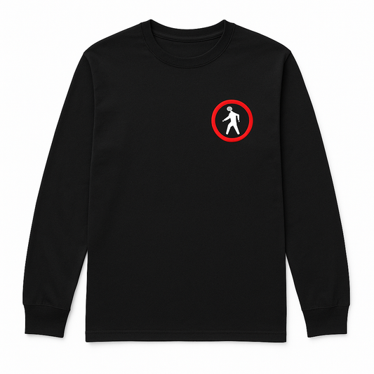 Black Pedestrian Logo Long Sleeve – Embroidered Minimal Streetwear Shirt