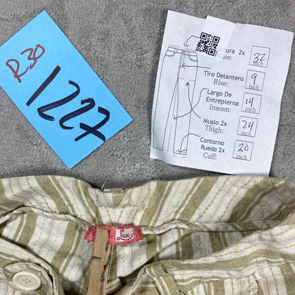 Lux Short Womens Beige Stripe Capri Waist 32