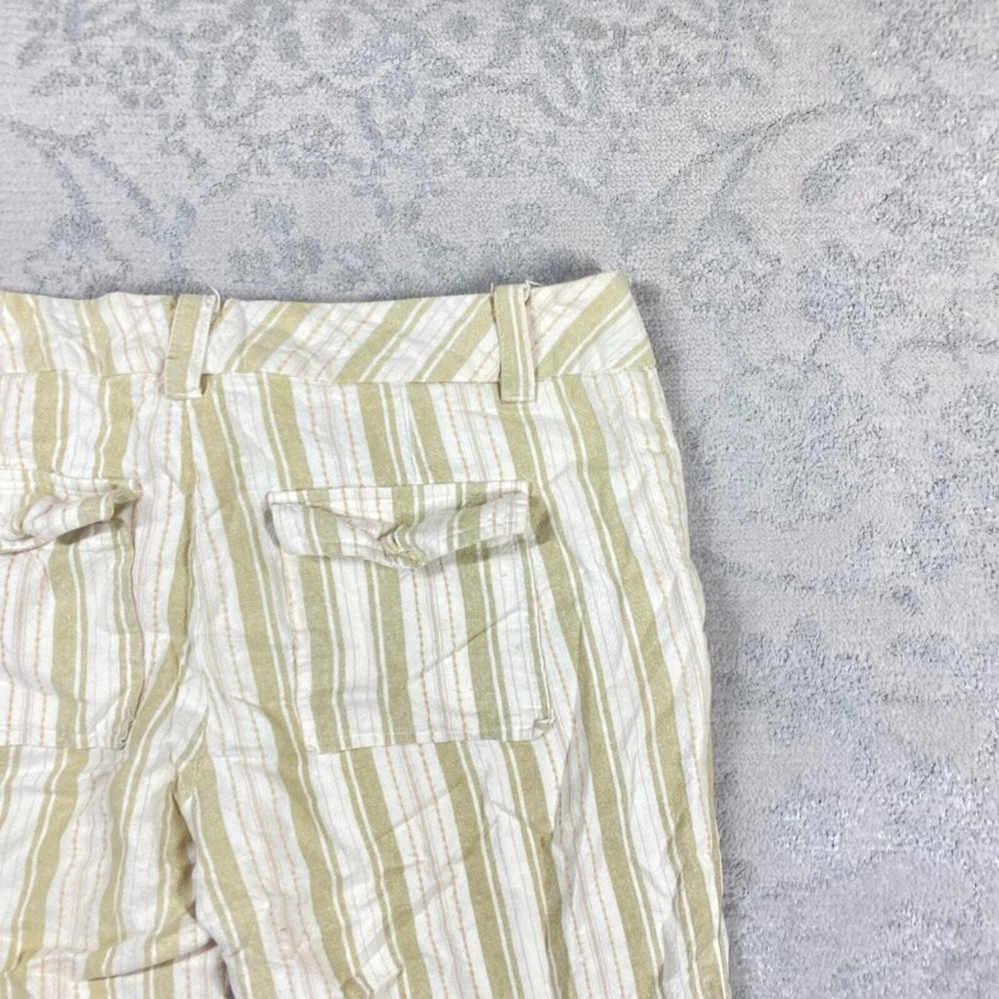 Lux Short Womens Beige Stripe Capri Waist 32