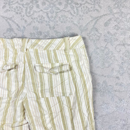 Lux Short Womens Beige Stripe Capri Waist 32