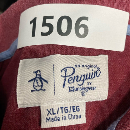 Penguin Polo Shirt Men's Extra Large Red Burgundy Short Sleeve