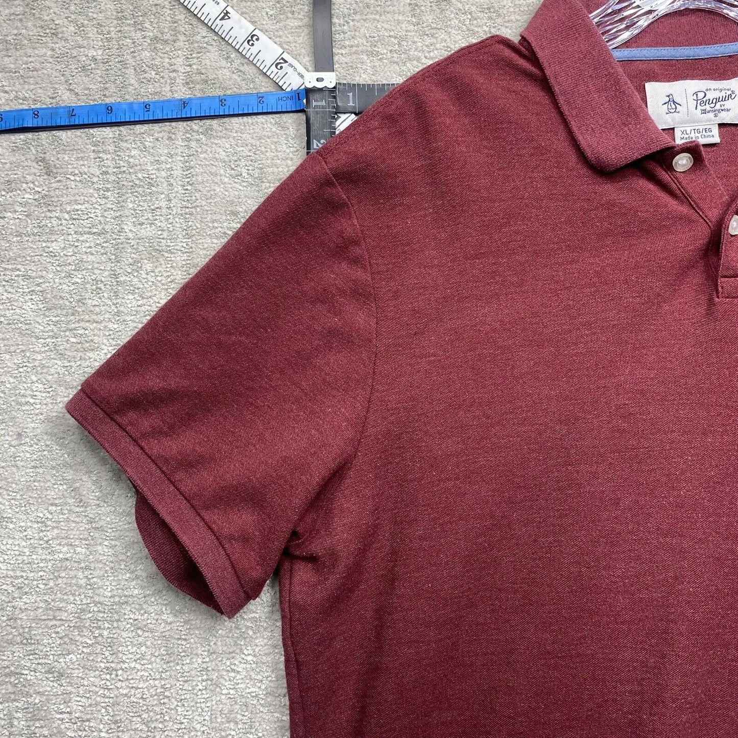 Penguin Polo Shirt Men's Extra Large Red Burgundy Short Sleeve