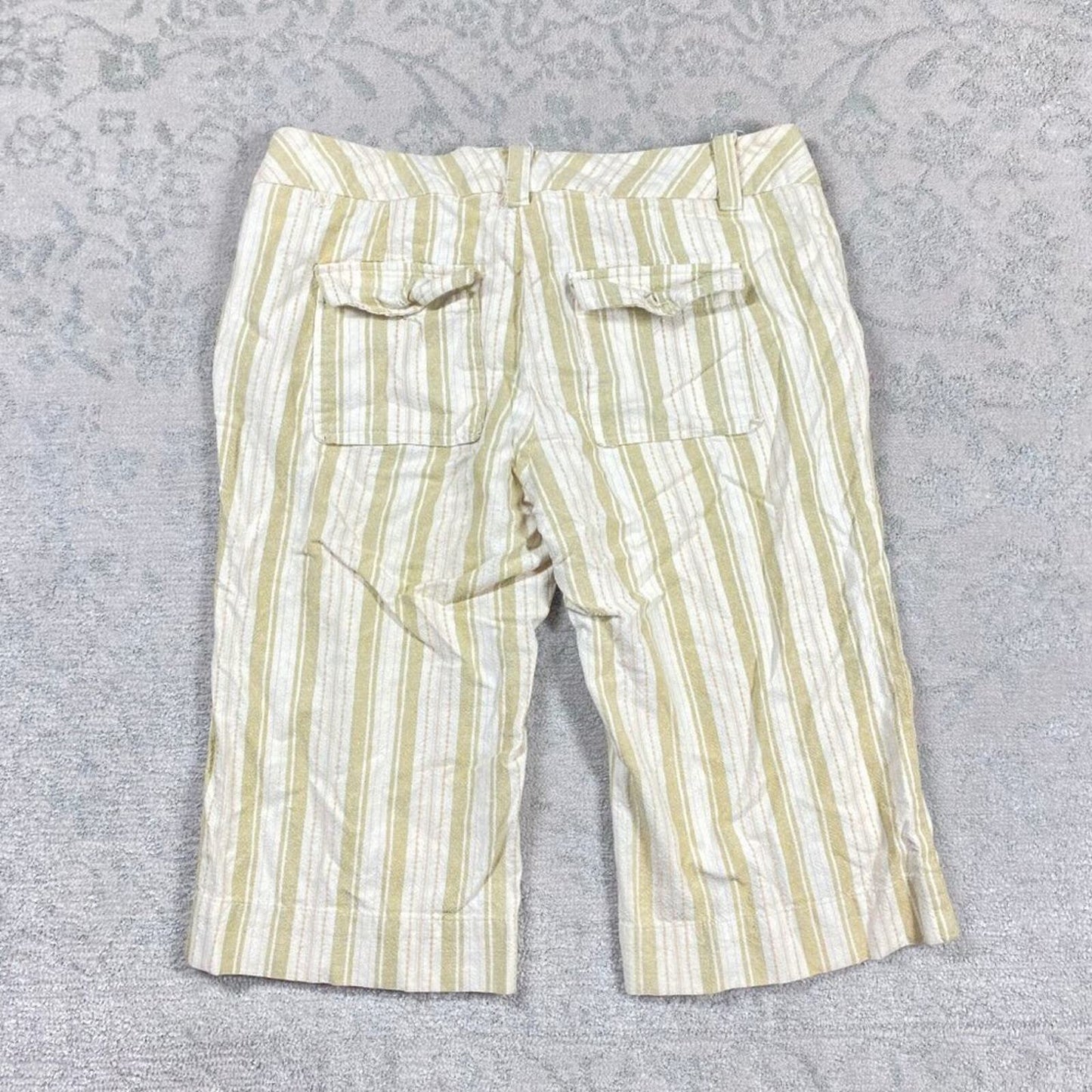 Lux Short Womens Beige Stripe Capri Waist 32