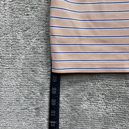 Nike Polo Shirt Mens Medium Pink Stripe Blue White Short Sleeve