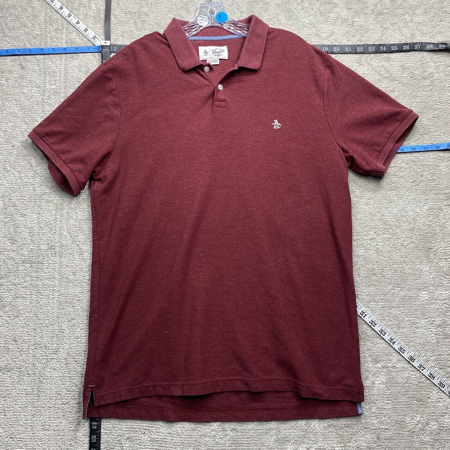 Penguin Polo Shirt Men's Extra Large Red Burgundy Short Sleeve