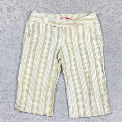 Lux Short Womens Beige Stripe Capri Waist 32