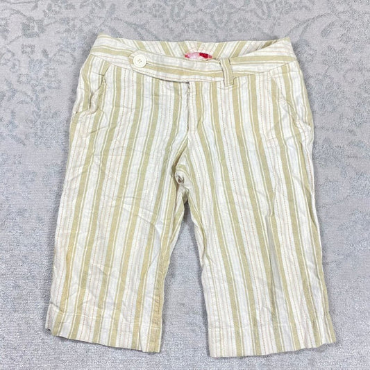Lux Short Womens Beige Stripe Capri Waist 32