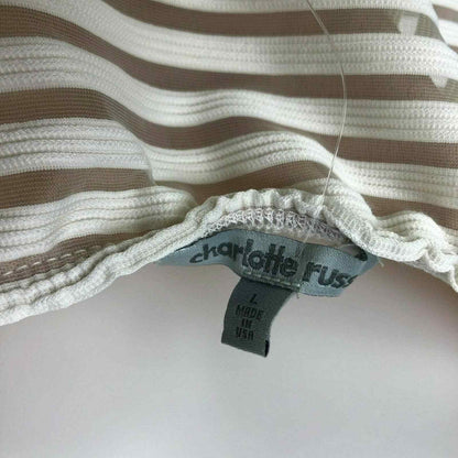 Charlotte Russe Large White Brown Bodysuit Swimsuit