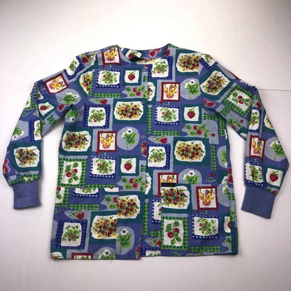 DAGACCI Women's XS Blue Floral V Neck Long Sleeve