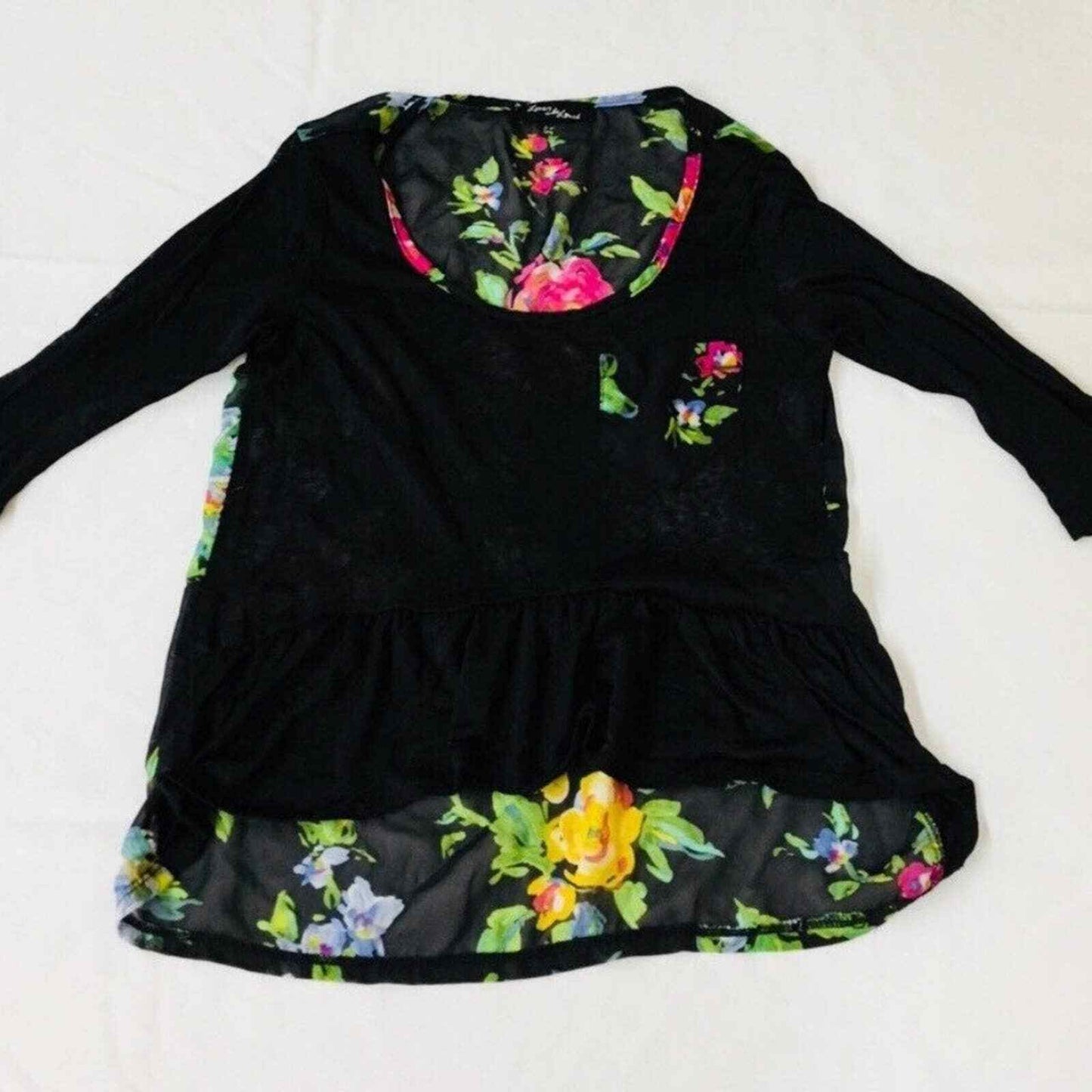 Love Live Loved Women's Size S Floral Black Blouse